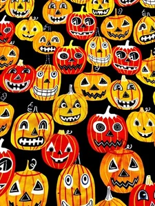 ALEXANDER HENRY FABRICS 2017 "jolly jack o'"lanterns HALLOWEEN 1 yard 44” X 36” - Picture 1 of 5