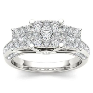 10k White Gold Round Cut 1.5Ct Diamond Engagement Ring Size 9 Clarity I2 - Picture 1 of 6