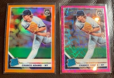 2019 Donruss Optic Chance Adams Lot Orange /99 + Pink Fractal Refractors Yankees - Image 1 of 2