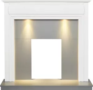 Adam Honley Fireplace in Pure White & Grey with Downlights, 48 Inch - Picture 1 of 4