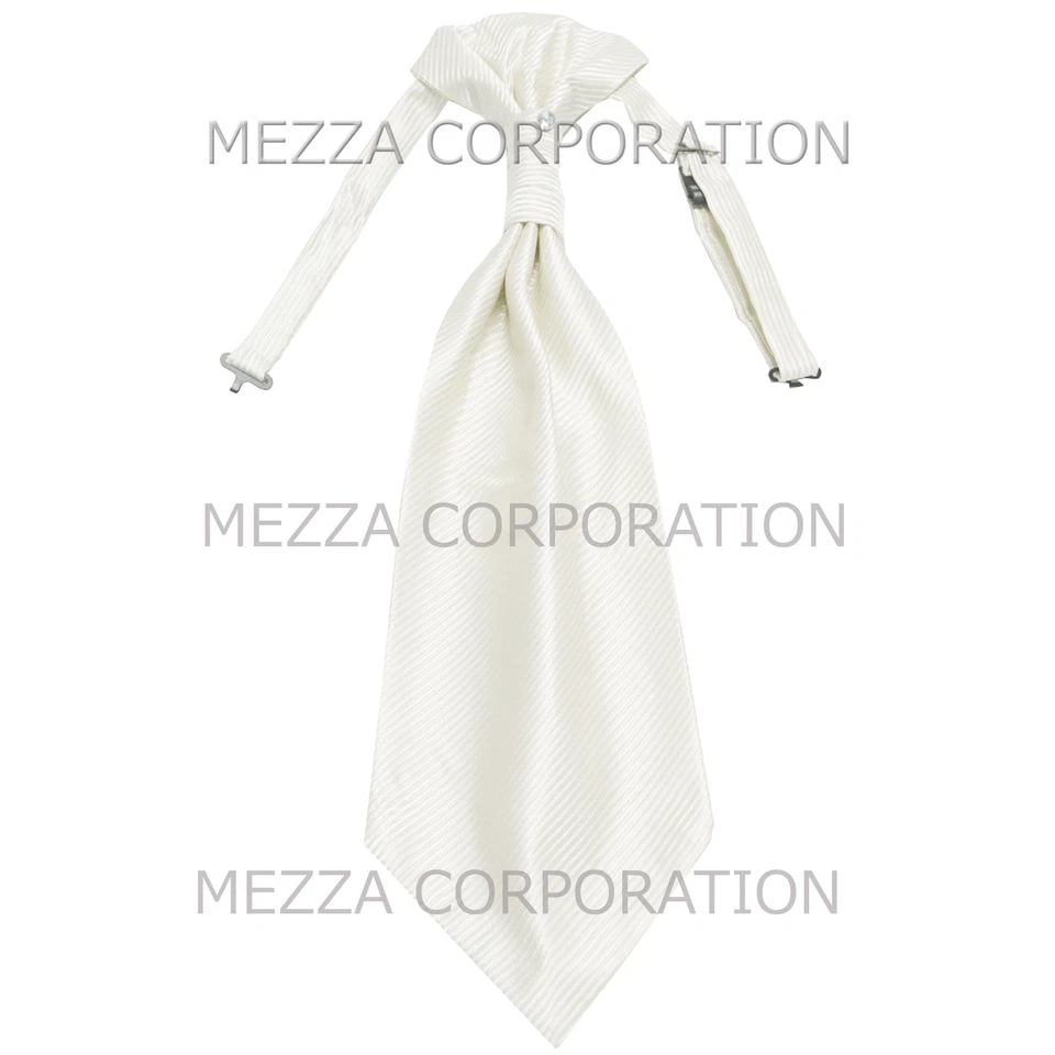 Nuevo Vesuvio Napoli Para hombres Poli Poliéster Ascot Corbata Corbata Rayas Fiesta Blanco Foto 1 de 1