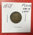 1858 Us Flying Eagle Cent! Large Letters! Very Good! Old Us Coin!