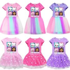 Girls Dollhouse Cat-tastic Dress Girls Rainbow Party Pleated Tutu Skirt Gifts
