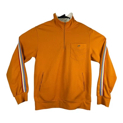 Y2K Nike Orange Stripes 1/4 zip Track Jacket Gold Logo Women’s Size Large - Image 1 of 4