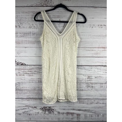 Vestido Abercrombie & Fitch Para Mujer XS Blanco Encaje Cuello en V Sin Mangas Forrado Boho Mini Foto 1 de 4