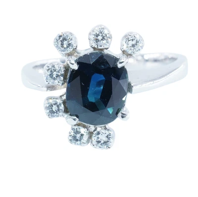 Weißgoldring mit Brillanten und Saphir – „Blauer Stern II“ - Bild 1 von 4