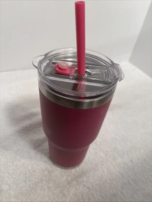 Vaso - 34 OZ Doble pared aislante con tapa y pajita. Rosa intenso. Nuevo Foto 1 de 4