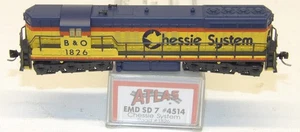 Atlas N Scale Chessie System #1826 EMD SD7 Diesel 4514 - RUNS - Picture 1 of 5