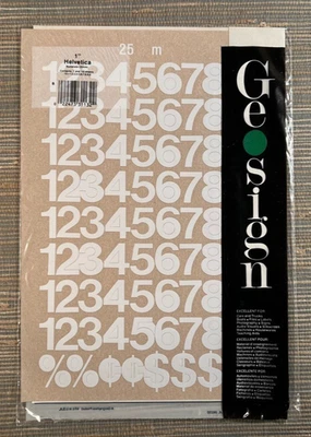 Geosign Blanco Helvetica 1 Pulgada Números Vinilo Autoadhesivo Números 25mm Foto 1 de 2