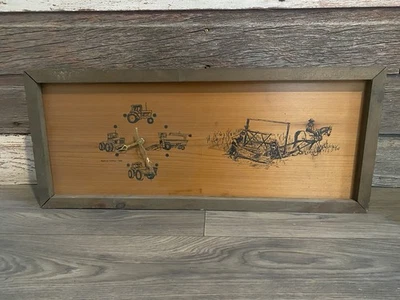 Vintage Handmade Wooden Large Clock Tractor Pictures - Image 1 of 4