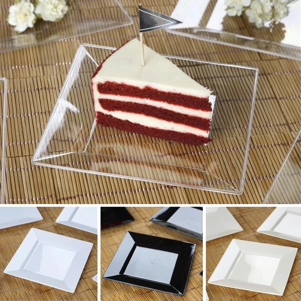 Placas cuadradas de plástico de 6" desechables vajilla fiesta boda catering buffet Foto 1 de 1