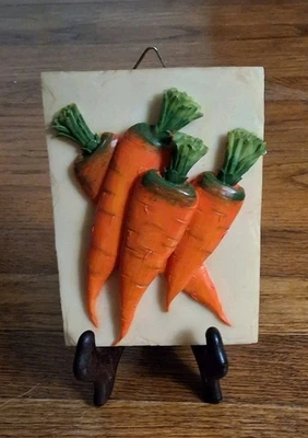 Vintage Retro Rustic Resin Kitchen Carrot Plaque 4.5" W x 5.75" H - Image 1 of 4