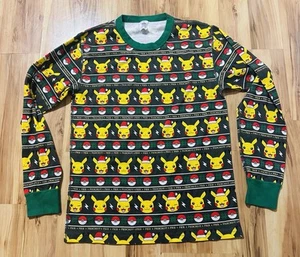 Hanna Andersson Pokemon Pikachu Santa Knit Pajama Top Organic Cotton Unisex M - Picture 1 of 3