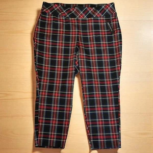 Jones New York Überziehhose Übergröße 3X rot schwarz Schottenkaro gerades Bein neu mit Etikett - Bild 1 von 6