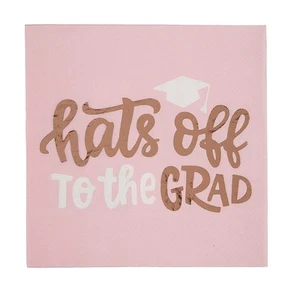 Graduation Party Pink Hats Off to the Grad Paper Luncheon Napkins - 6 1/2", 16 - Picture 1 of 1