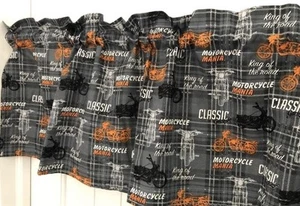 Motorcycle mania Harley Davidson curtain valance window topper - Picture 1 of 1
