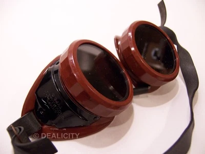 Vintage Welco Welding Goggles Glasses Brown Bakelite Ajustable Band "Steampunk" - Image 1 of 4