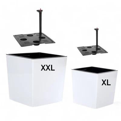 Pflanztopf Eckig mit Bewässerungssystem Hochglanz Pflanzgefäß Einsatz Weiß - Bild 1 von 4