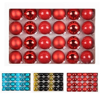 24er Weihnachtskugeln Glas 6cm Christbaumkugeln Anhänger Weihnachtsbaumschmuck - Bild 1 von 4