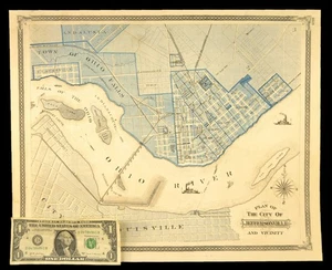 ca 1876 JEFFERSONVILLE Indiana Map Street Plat Map Louisville KY Original Atlas - Picture 1 of 10
