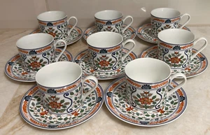 8 Set Georges Briard Imari Blossoms Flat Cup & Saucer Set: FAB! - Picture 1 of 11