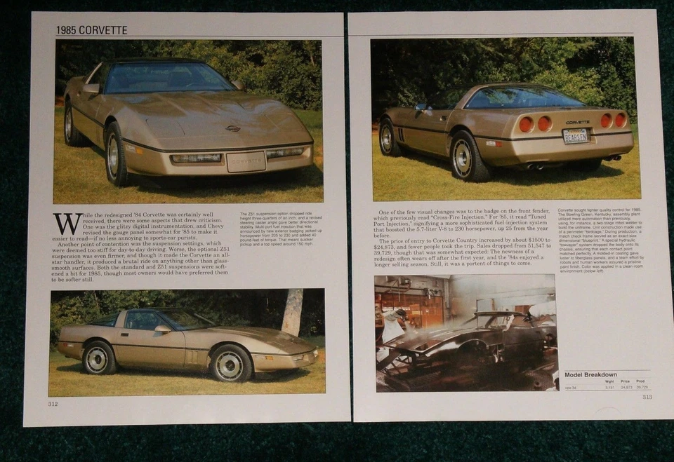 Chevy Corvette 1985 hoja de especificaciones foto 85 5,7 Z51 L83 Targa información de foto superior Foto 1 de 1
