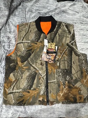 NWT Bob Allen Reversible Camo Orange Real Tree Hardwoods Hunting Vest SIZE LARGE - Image 1 of 4
