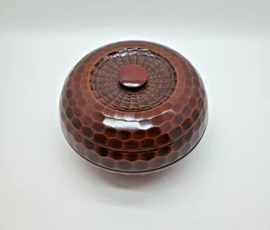 Vintage Japanese Faux Wood lacquered Rice Serving Bowl Honeycomb Pattern. - Picture 1 of 7