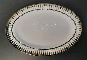 Grace Teaware 14" x 9" Platte Schwarz Grau & Gold Träne Geometrisches Muster Neu - Bild 1 von 3
