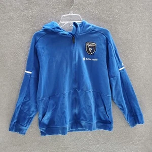 Adidas Boys Sweatshirt XL Blue Hoodie Logo Graphic Full Zip - Picture 1 of 8