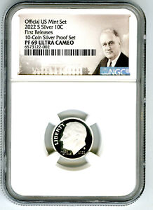 2022 S US MINT 10 CENT SILVER PROOF DIME NGC PF69 UCAM FIRST RELEASES 