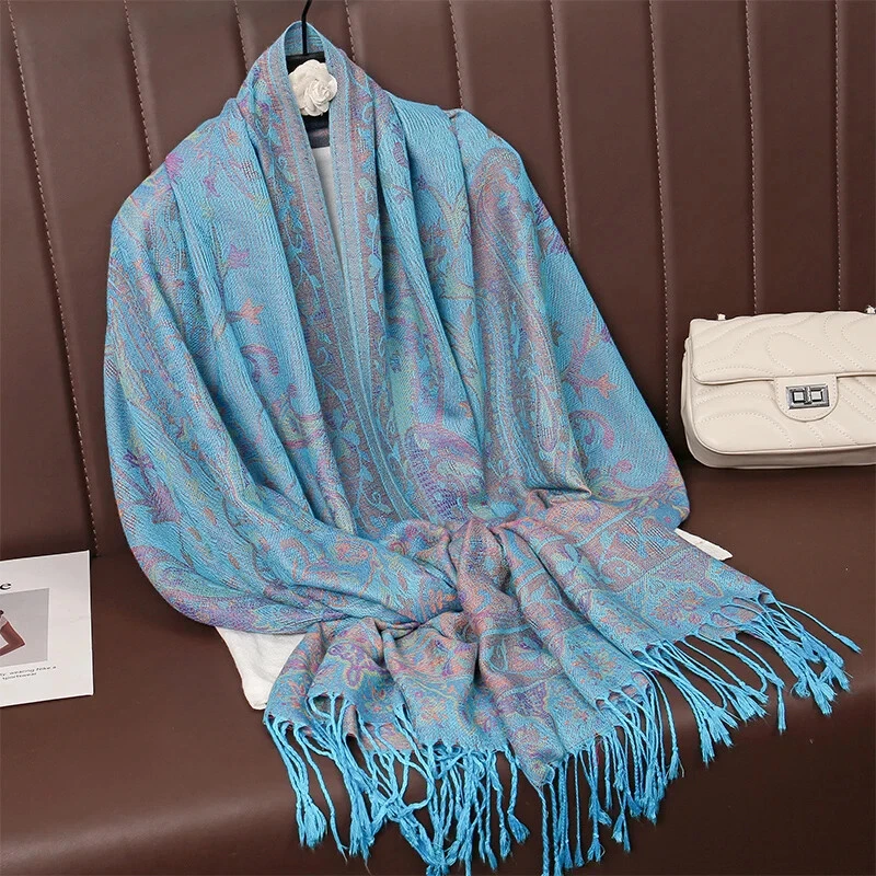 Thick Pashmina Blanket Scarf for Women Winter Warm Wrap Cashmere Look Shawl Foto 1 de 4