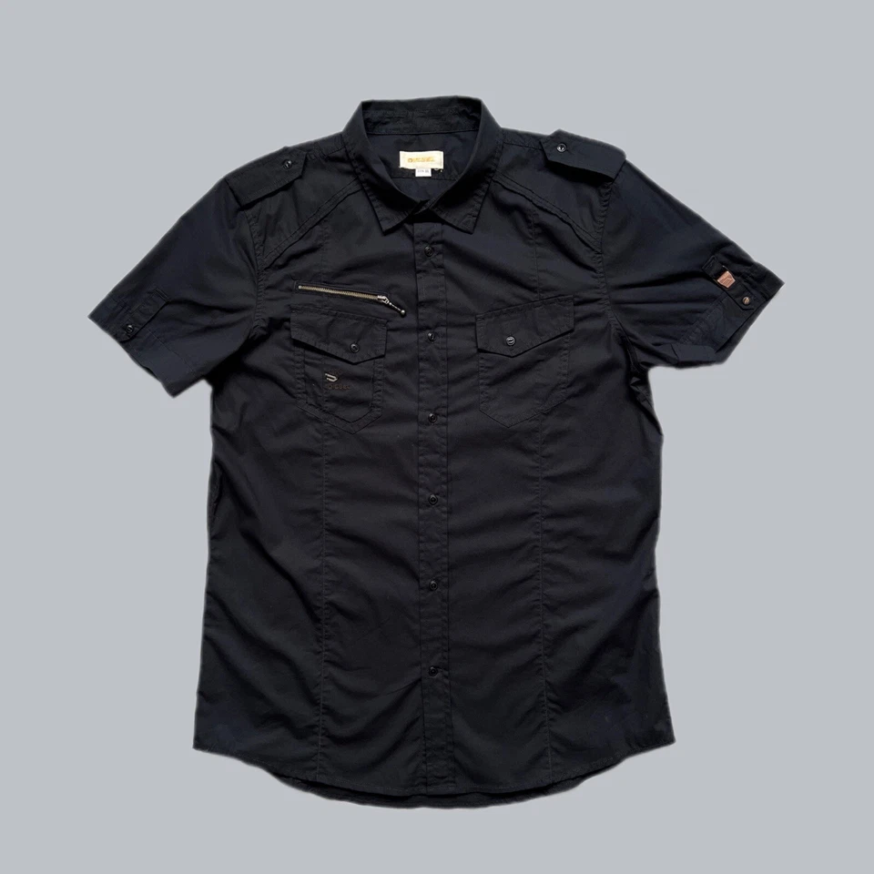 Camisa DIESEL Vintage Para Hombre Negra Algodón Manga Corta Talla XL Hecha en India Foto 1 de 4