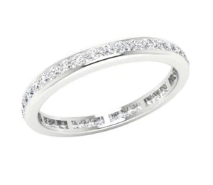 0.80 Ct I1 G Eternity Wedding Natural Diamond Ring Channel Set White Gold RS 6 - Picture 1 of 5
