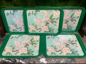 Set of 5 1950's Cockatiel Serving trays - Picture 1 of 10