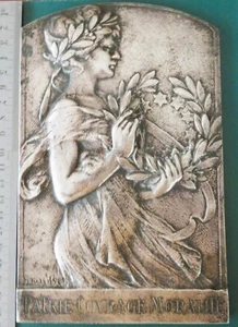 FRANCE-c.1900-FAME HOLDING THE CROWN OF VICTORY- LARGE CAST PLAQUE by KAUTSCH - Picture 1 of 3