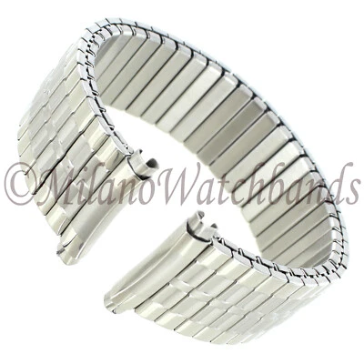 Banda larga para hombre de extremo curvo Twist-O-Flex de acero inoxidable Milano de 18-21 mm 174660 Foto 1 de 4