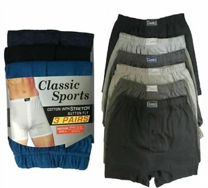 6 Pairs Mens Boxer Plain Underwear Classic Cotton Rich Boxer Shorts S-6XL Jersey - Picture 1 of 1