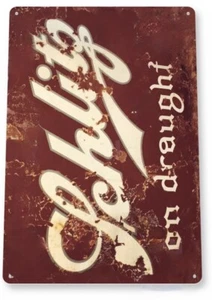 SCHLITZ BIER BLECHSCHILD MILWAUKEE BERÜHMTE PUB BAR RUSTIKAL MALZSCHNAPS VOM FASS - Bild 1 von 1