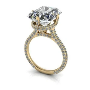 4Ct Radiant Lab Created Diamond Wedding Engagement Ring 14K Yellow Gold Plated - Picture 1 of 2