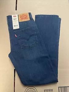 Levis 511 Slim Jeans Boys Size 14 Stretch Slim to Ankle Dark Blue Wash 27x27 - Picture 1 of 3