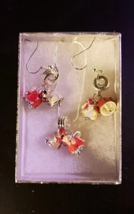 Silver Plated Holiday Bells Set - 20" Silver Snake Chain - Lobster Clasp - Picture 1 of 3