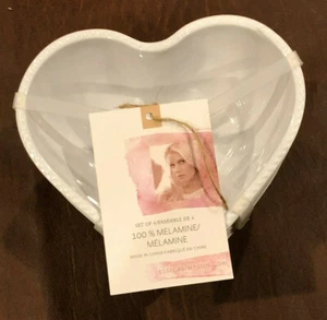 JESSICA SIMPSON HEART SHAPED TID BIT WHITE BOWLS SET OF 4 - Picture 1 of 5