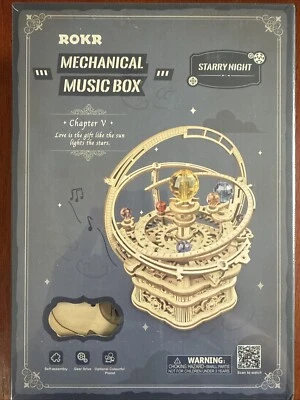 ROKR Starry Night Plywood Mechanical 3D Wooden Puzzle Music Box 84 Pieces - NEW - Image 1 of 2