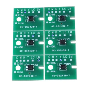 6 piezas de chips permanentes ECO solvente Max para Roland XJ-640 RS-640 XJ-740 - CMYKLCLM - Imagen 1 de 8
