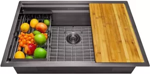 AKDY All-in-One Undermount 32 in Black Stainless Single Bowl Kitchen Sink KS0502 - Picture 1 of 2