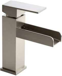 ( F-BN004) Brushed Nickel Contemporary Waterfall Sink Faucet - Picture 1 of 3