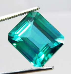 39.70 Ct Natural Ceylon Green Parti Sapphire Emerald Cut Gemstone Certified - Picture 1 of 6