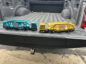 2 VINTAGE ERTL PRESSED STEEL CHEVROLET CAR CARRIER TRANSPORT TRUCKs 19" long - Picture 1 of 17