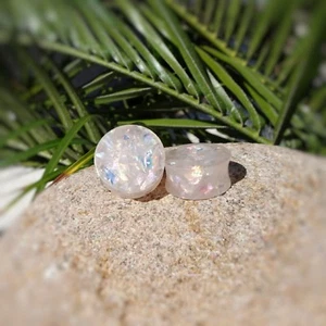 Light Pink Holographic Glitter Resin Ear Plugs - Ear Gauges - Double Flared - Picture 1 of 5